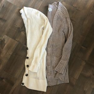 2 brown/cream Knitted Cardigans - American Eagle